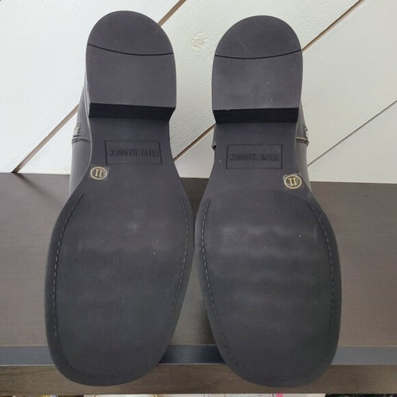 NEW Steve Madden Brixton-F Lined Black Distressed Leather Buckle Moto Boots 11 - Picture 10 of 12